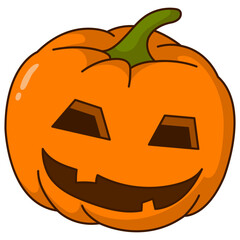 Halloween Pumpkin Face Character with Spooky Cartoon Design. Vector Illustration.
