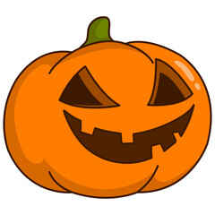 Halloween Pumpkin Face Character with Spooky Cartoon Design. Vector Illustration.