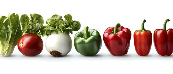 A diverse selection of fresh healthy vegetables  long title A vibrant display of various vegetables including leafy greens tomatoes peppers and a
