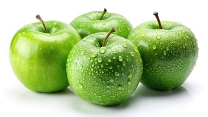 Juicy Granny Smith Apples: Fresh, Ripe, Isolated White Background Stock Photo