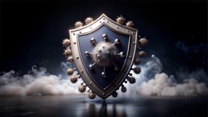 Fototapeta premium AI Robot Fights Virus. 