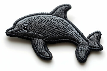 Black Dolphin Embroidered Patch Illustration