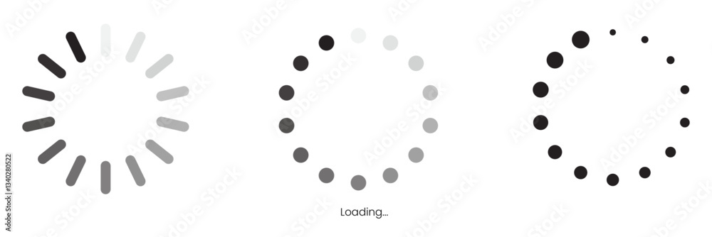 Wall mural loading bar icons. set loading progress icon, circle loader collection.