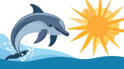 Obraz premium Graceful Dolphin Leaping in Illustrator Style