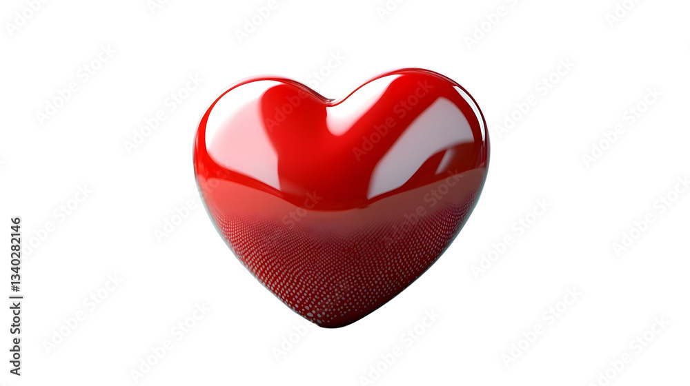 Aufkleber A vibrant glossy red heart shaped object resting on a smooth turquoise colored background creating a captivating and minimalist visual display