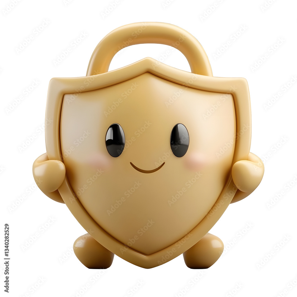 Fototapete a cheerful and inviting shield shaped security icon with a simple expressive face conveying a sense 