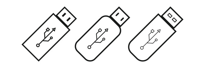 usb icon Simple thin line stroke vector