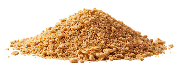 Pile of Ground Graham Cracker Crumbs Isolated on Trasparent Background, Baking Ingredient