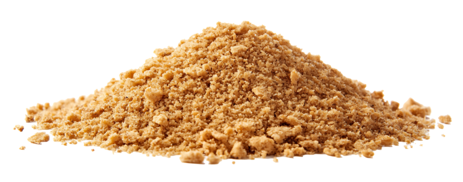 Pile of Ground Graham Cracker Crumbs Isolated on Trasparent Background, Baking Ingredient