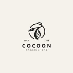 Cocoon logo Butterfly silkworm symbol. Caterpillar metamorphosis animal template design illustration