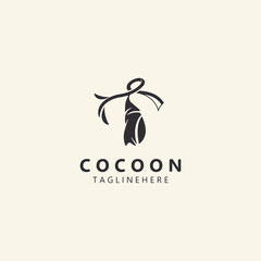 Obraz premium Cocoon logo Butterfly silkworm symbol. Caterpillar metamorphosis animal template design illustration