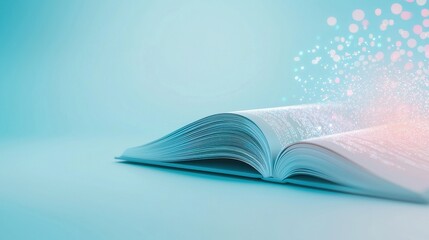 Open Book with Colorful Light Effects on Pleasant Background