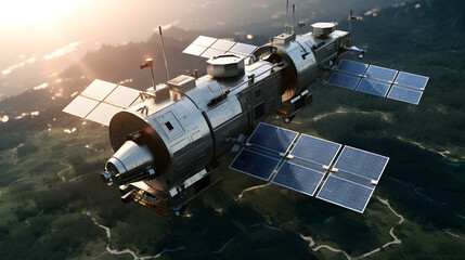 An innovative solar powered airplane illustrating the concept of mutual perturbation effects with a modern design and sustainable technology features.