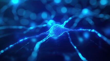 Obraz premium Neuron network in vibrant blue