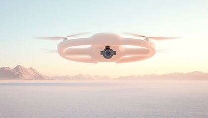 Fototapeta premium Drone Flight for Desert Dawn Surveillance.