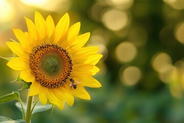 Fototapeta premium A bee is sitting on a yellow flower