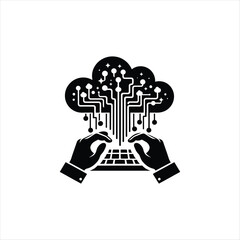 cloud computing vector silhouette illustration