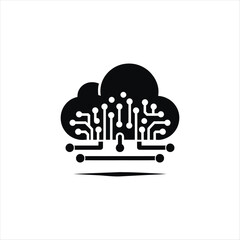 cloud computing vector silhouette illustration