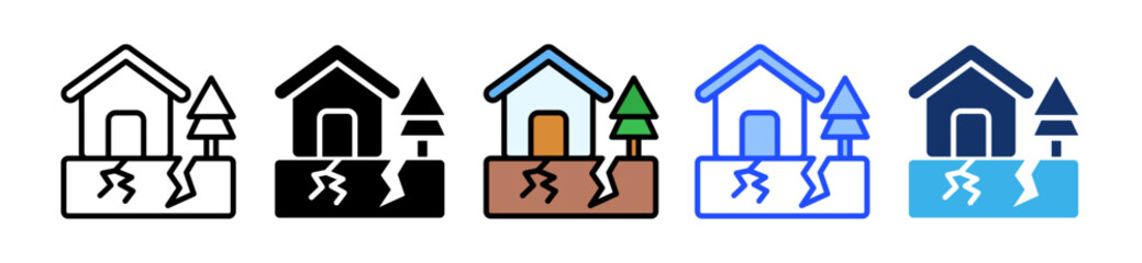 Earthquake Icon Set With Multiple Style Collection