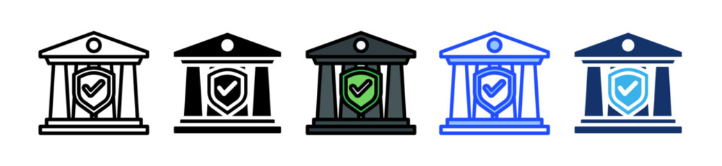 Bank Icon Set With Multiple Style Collection