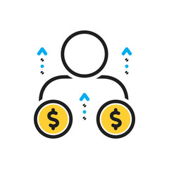 Multi color icon for raise salary