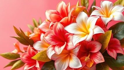 Naklejka premium Vibrant Pink Floral Greeting Card AI Art