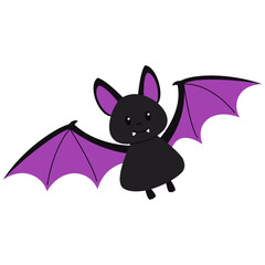 Illustration of Cute Baby Bat. Vector Character in Cartoon Style.