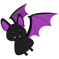 Illustration of Cute Baby Bat. Vector Character in Cartoon Style.