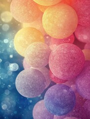 Abstract pastel spheres floating in a dreamy bokeh background creating a soft and vibrant visual texture perfect for creative projects and artistic designs