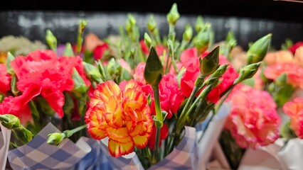 many flower bouquet on the shelf in flower shop