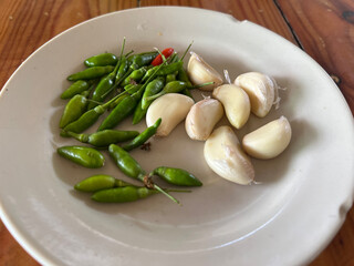garlic and chili for cooking