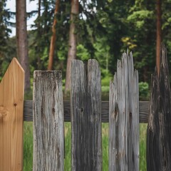 Naklejka premium Aged and New Wooden Fence Generative AI