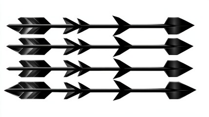 Five black arrows pointing to the right, arranged in two parallel rows. This creates a simple yet striking image that represents direction, progress, or teamwork.