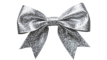 Glittering silver bow on transparent background enhancing festive designs