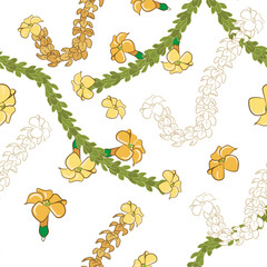 Hawaiian puakenikeni flowers lie seamless  vector pattern © Manjurul