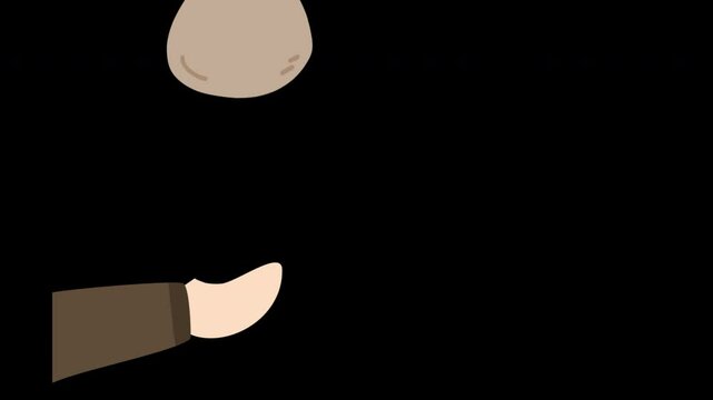 Money in the bag, hand giving money bag to another people