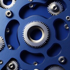 Close-up of a high-tech robotic joint mechanism, blue anodized aluminum parts, intricate gears and bolts, futuristic machine concept