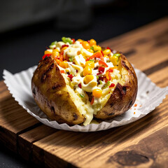 Delicious Turkish Kumpir Baked Potato with Toppings