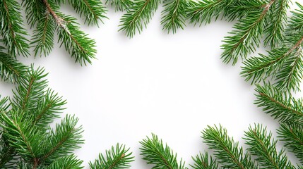 Christmas Pine Branches Holiday Background: Evergreen Season Decor and Nature-Inspired Ornamentation