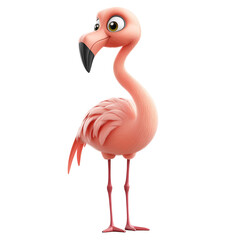 pink flamingo isolated on white background.