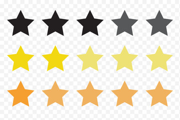 Star rate icons set. Customer Ratting icon. Flat and realistic style. Five stars quality rating icon. Vector illustration. EPS 10