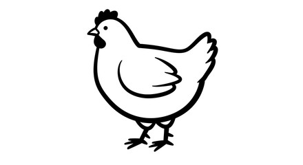 Obraz premium Simple Chicken Illustration on White Background Farm Animal Vector Graphic
