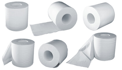 toilet paper rolls, toilet tissue paper isolated on white, transparent background. png file