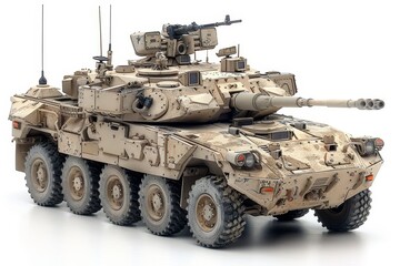 Isolated image of a bradley armored vehicle displayed prominently against a clean white background