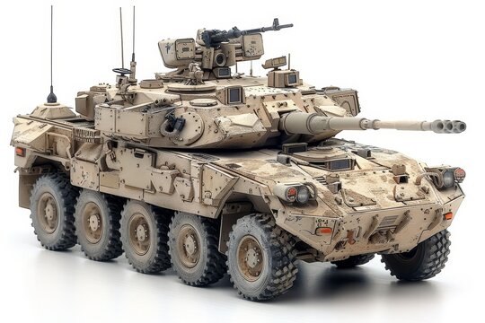 Isolated image of a bradley armored vehicle displayed prominently against a clean white background