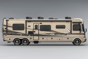 Isolated caravan on a plain white background, highlighting its unique features and design