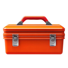 orange toolbox on white background, tool container