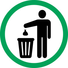 Waste Disposal Instruction Icon – Proper Trash and Recycling Symbol