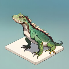Naklejka premium green iguana on a branch