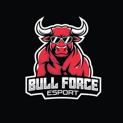 bull head esport gaming logo vector illustration